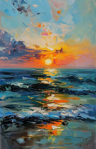 Fiery Sky : Reflections of Sunset at Sea (Ciel de feu : réflexions sur le coucher de soleil en mer)