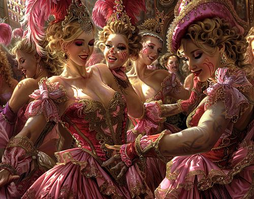 schilderachtig beeld van vrouwen cabaret nachtclub