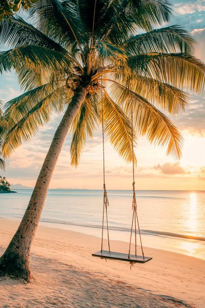 Schommel op het strand van Poster Art Shop