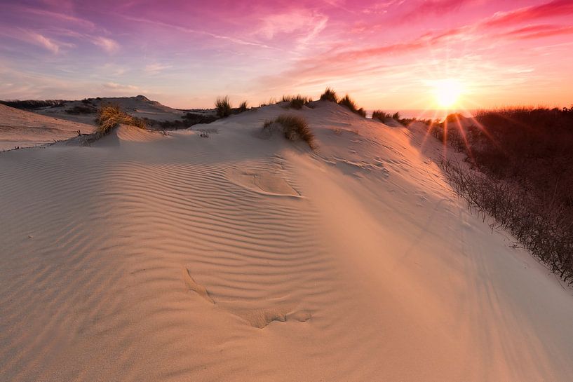 Prachtig avondrood bij zonsondergang in de duinen van Den Haag van Rob Kints