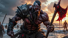 Dark Fantasy Art Wandbild: DRAUGVARD – Der besessene Wikinger mit seiner Axt