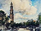 Westertoren sur le Prinsengracht (peinture) par Art by Jeronimo Aperçu
