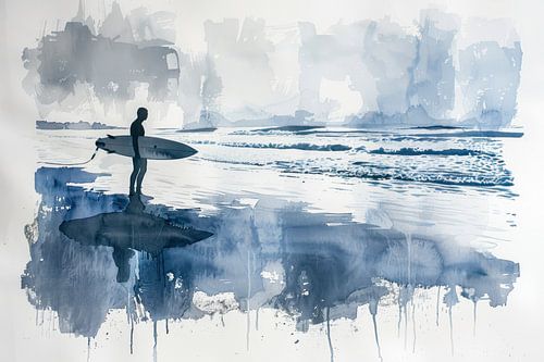 Painting, watercolour, surfing