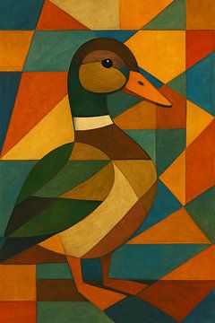 Mallard geometric painting. by Gallery Hoppenbrouwers
