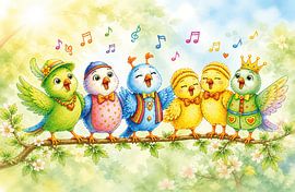 Des oiseaux du cœur qui chantent dans la lumière de la joie sur Renate Sell