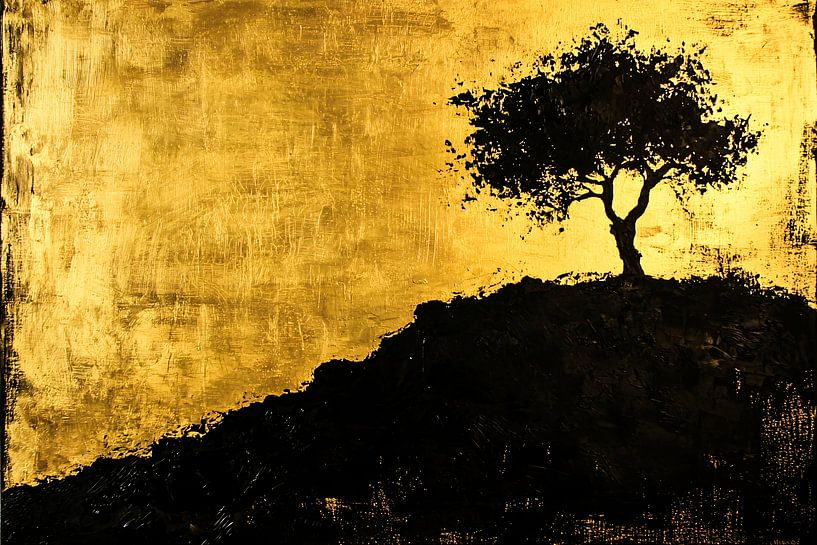 Silhouette eines Baumes in Gold von Art & Soul Creations