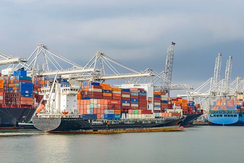Container schepen in de haven van Rotterdam
