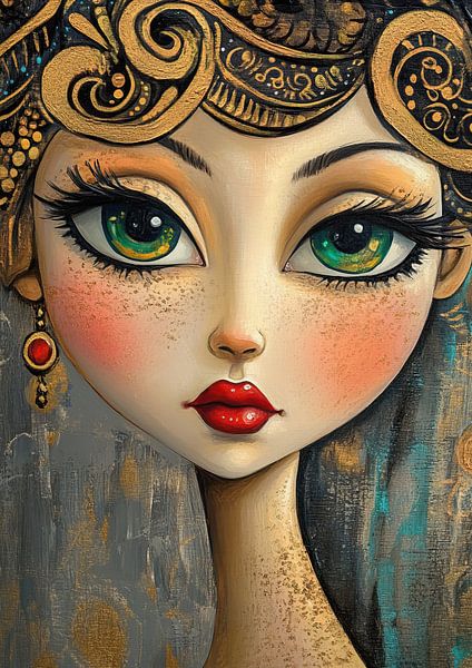 Frauenporträt mit großen Augen von Blickfänger Gemälde