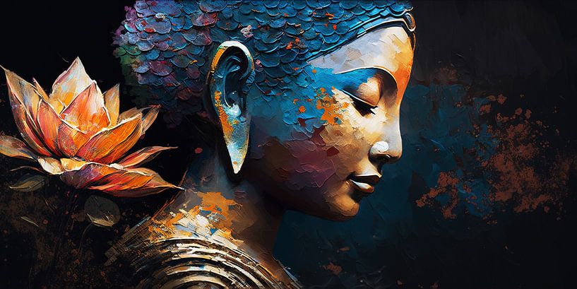 Buddha in Tranquillity: Peaceful Abstract Painting by Surreal Media