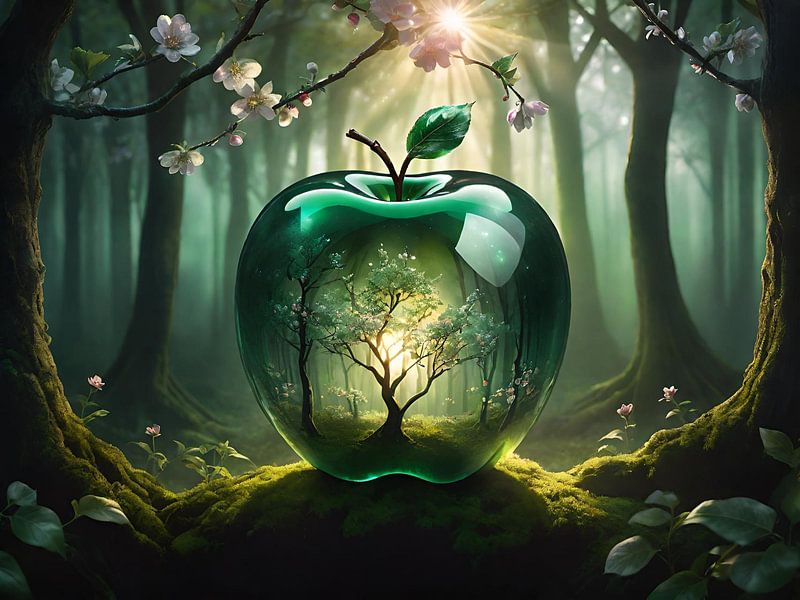 Glass apple in the forest by Nicolette Vermeulen