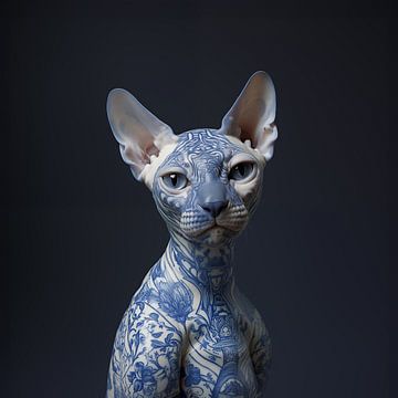 Le chat au tatouage bleu de Delft sur Studio Ypie