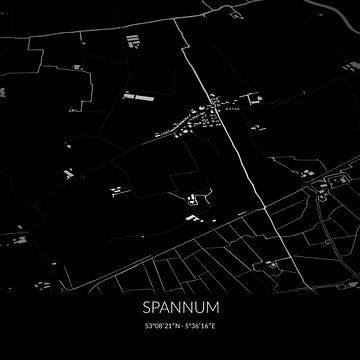 Black-and-white map of Spannum, Fryslan. by Rezona