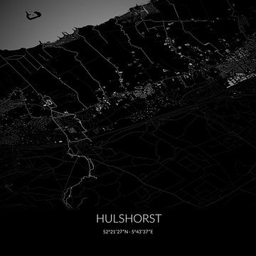 Schwarz-weiße Karte von Hulshorst, Gelderland. von Rezona