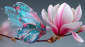 vlinder op bloem van Gelissen Artworks