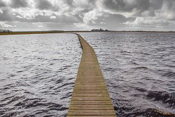 Wooden jetty across the lake in Roegwold, Groningen by Marc Venema