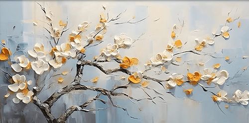 Aesthetic Floral Relief Painting