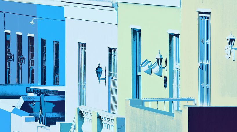 maisons colorées à Bo Kaap Afrique du Sud mixed media par Werner Lehmann