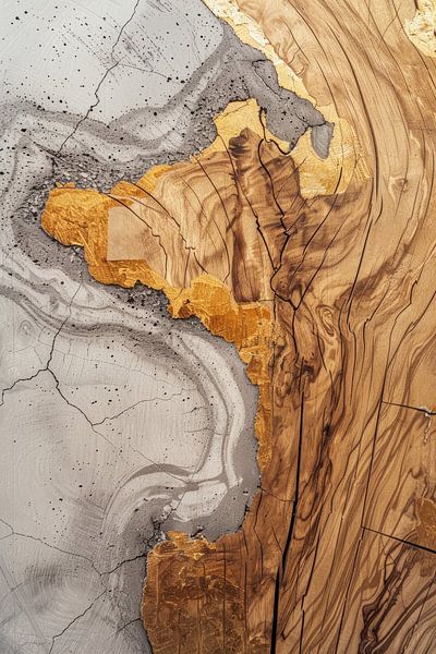 Abstract tree trunk art with concrete by Digitale Schilderijen