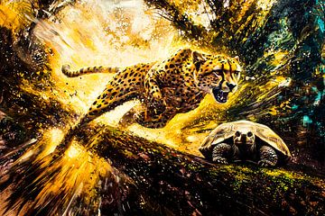 Dynamische cheetah en schildpad actie van Imperial Art House
