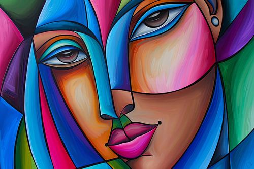 Digitaal abstract schilderachtig portret vrouw