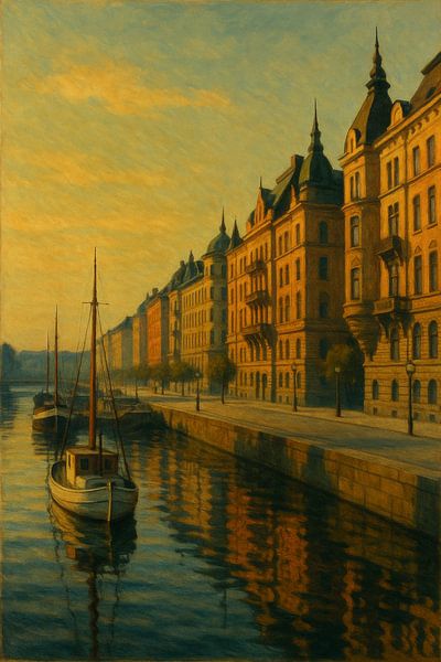 Le port de Strandvägen : Bateaux amarrés et palais de boulevard par Travel Shop