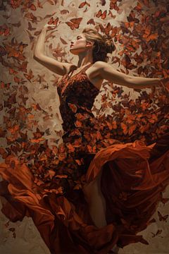 Dansen tussen de vlinders in warme kleuren van Lauren Wilde