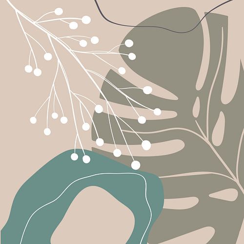 Feuilles, formes et lignes stylistiques : sable, marron et essence