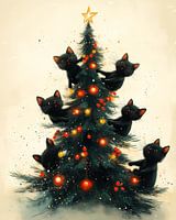 Festliche Katzen und der Weihnachtsbaum