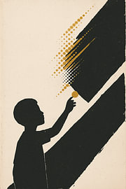 Upward Stencil — Wabi-Sabi Boy, screen-printed by Dream Designs art work