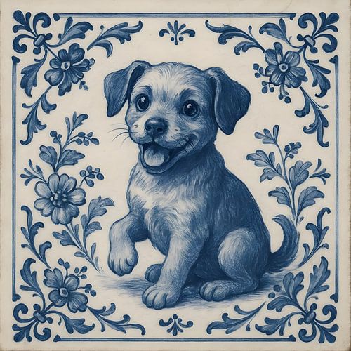 Delftsblauw Tegeltje Pup