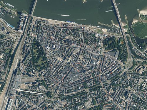 Luchtfoto van het centrum van Nijmegen