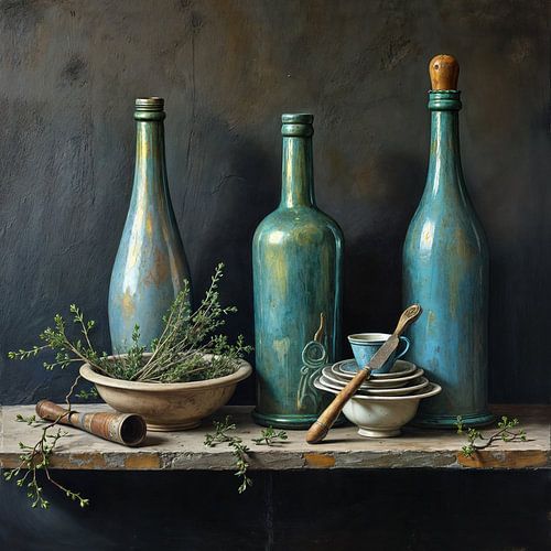 Stilleven met Flessen