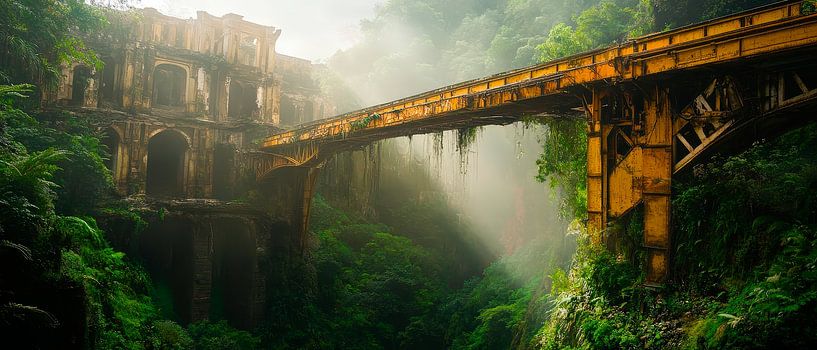 Verfallene Brücke im Dschungel – Mystisch von Poster Art Shop