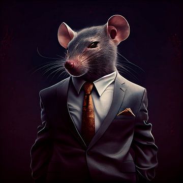 Stattliches Porträt einer Maus in einem schicken Anzug von Maarten Knops