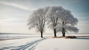 Besneeuwde bomen van Anton de Zeeuw
