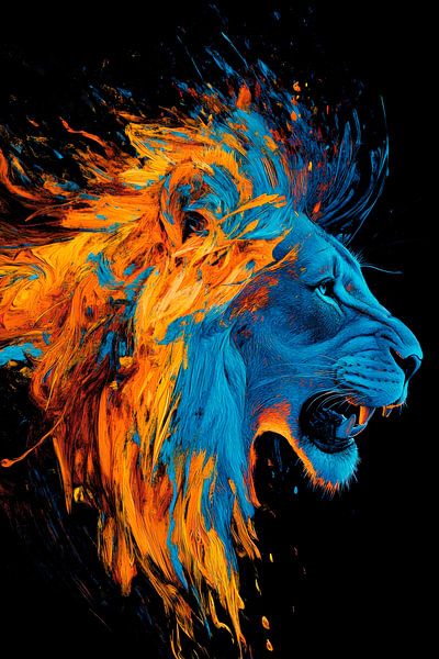 Colour explosion of a majestic lion by Poster Art Shop