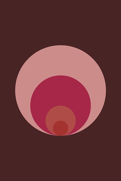 Abstrakte geometrische Kunst im Retrostil in rosa, terra, braun Nr. 8 von Dina Dankers