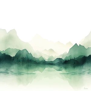 Paysage japonais en nuances de vert