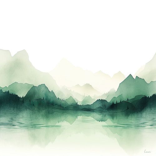 Japans landschap in groene tinten