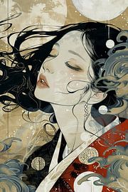 Beautiful young woman in Ukiyo style by Poster Art Shop