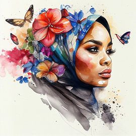 Vivid Veil with Floral Crown by Chromatic Fusion Studio