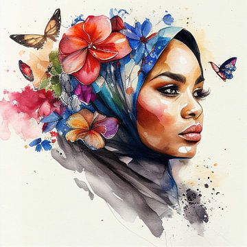 Voile vif avec couronne florale