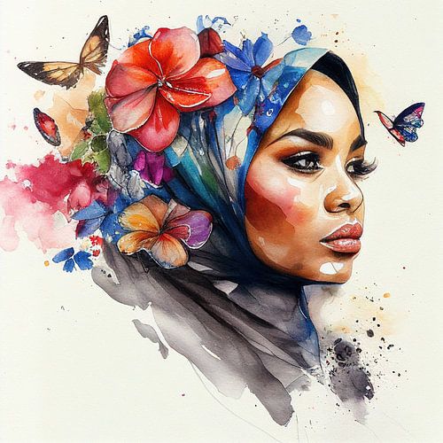 Levendige sluier met bloemenkroon