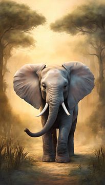 Junger Afrikanischer Elefant von Betty Maria Digital Art