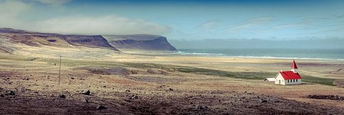 The small church just off the beach at Breidavik, Westfjords, Iceland