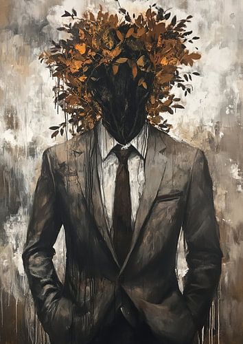 Man met Herfstbladeren Hoofd