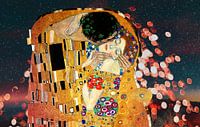 De kus bij avondlicht, naar het werk van Gustav Klimt, Jugendstil - digitale collage van MadameRuiz thumbnail