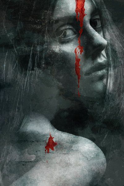 Portrait d'une femme à tache rouge par Art By Dominic