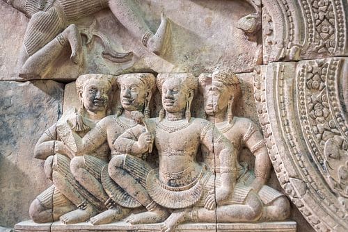 Reliëf met Apsara in de tempel, Cambodja
