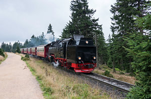 steam train from brocken station im Harz